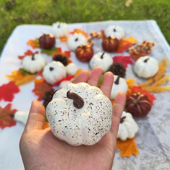 Fake Pumpkin Decor Set,Mini Fake Pumpkin Decor,Fall Harvest Decorations,Halloween Thanksgiving Decor and Table Centerpieces (Style 3)