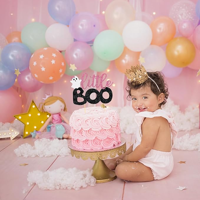 Little-Pink Boo Cake Topper Happy Day Ghost Picks Baby Shower Supplies Pink Ghost