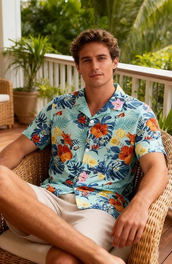 Cromoncent Matching Hawaiian Outfits for Family, Dad and Son Matching Luau Beach Tropical Shirts Mommy Daughter Tropical Sets