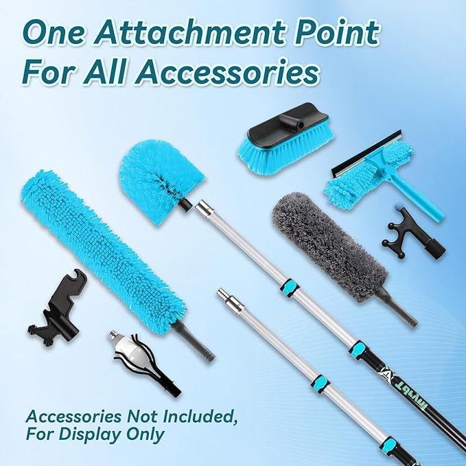 12 FT Telescopic Christmas Light Pole with Hook | Lightweight Aluminum Extension Pole for Outdoor String Lights, Holiday Decorations, Bird Feeders | Ladderless High Reach Tool with Universal Thread