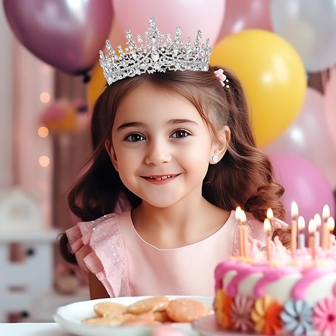 Schmoopy Tiara Crown for Women, Hair Accessories for Party Wedding (B-Silver)