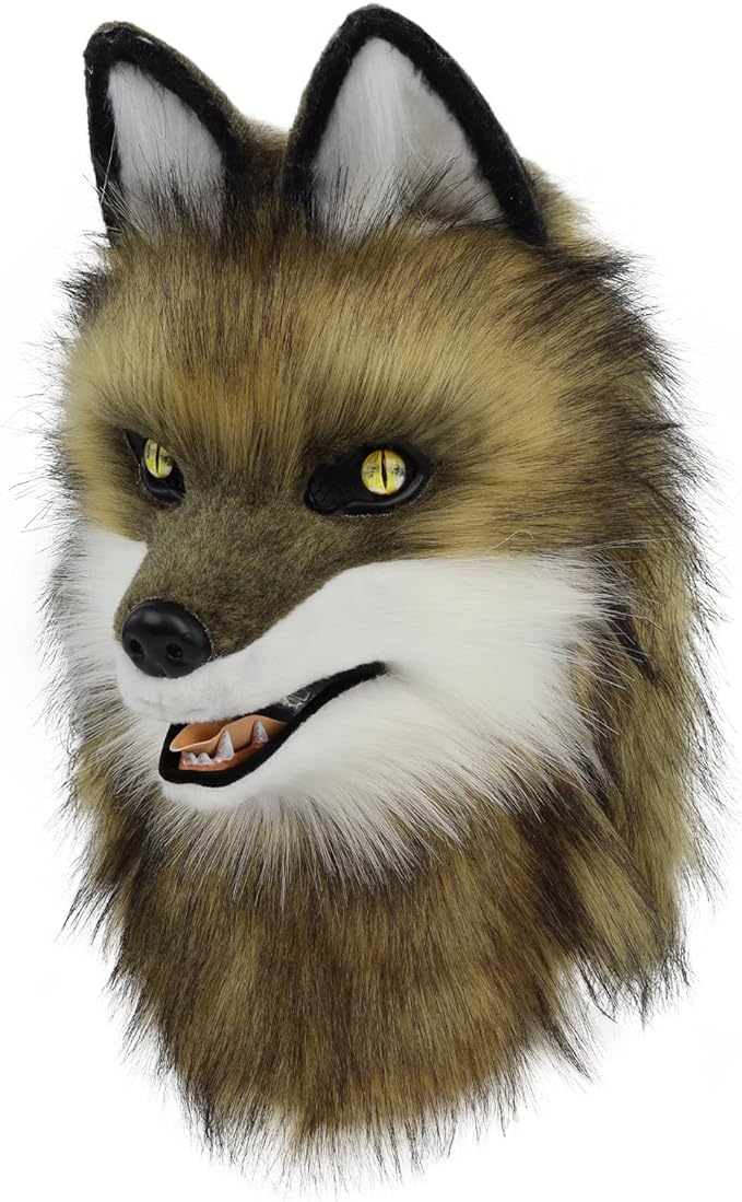 Animal Wolf Mask Cosplay Costume Accessories Furry Faux Fur Dog Fox Full Head Therian Masks Anime Dress up Party