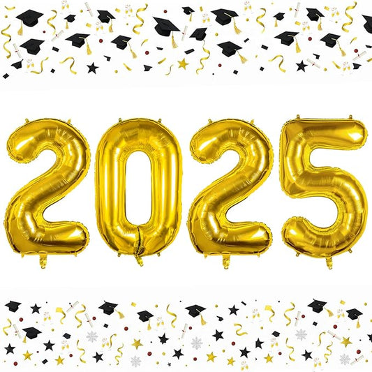 Smlpuame 40 Inch 2025 Balloons Gold, Large Foil Number Balloons for Happy New Years Festival Celebration Party Supplies Class of 2025 Graduation Decorations