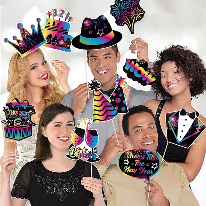 New Year’s Photo Booth Props 2026 – Pack of 29, New Year’s Eve Party Supplies 2026 | New Year’s Eve Photo Booth Props 2026 | Happy New Year Decorations 2026 Props