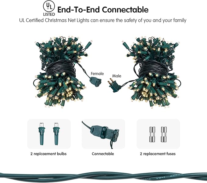 Led Christmas Net Lights Outdoor Christmas Lights WarmWhite 160LED 5ftx7ft, Waterproof Outdoor Indoor Fairy Mesh Net Light for Xmas Party, Yard, Patio, Trees, Shrubs, Bushes Decorations