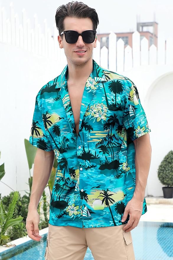 Cromoncent Matching Hawaiian Outfits for Family, Dad and Son Matching Luau Beach Tropical Shirts Mommy Daughter Tropical Sets
