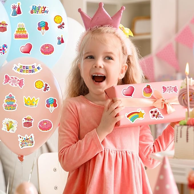 300Pcs Happy Birthday Foam Stickers, Cute Colorful Birthday Stickers Self Adhesive Sticker for Home Office School Classroom DIY Art Craft Birthdays Party Decorations Supplies