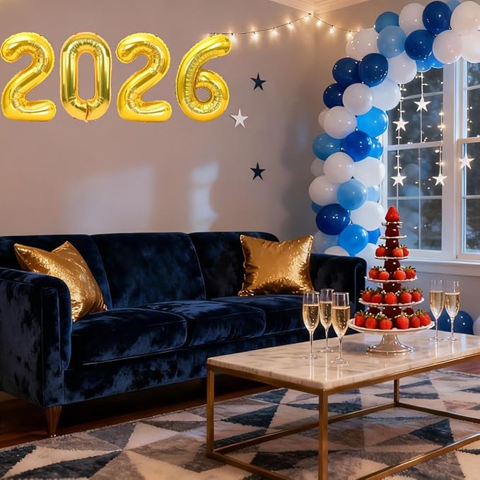 Gold 2026 Balloons New Years Balloons 2026 Balloon Nnumbers for Happy New Year Decorations 2026 Signs Graduation Anniversary Balloons Decor