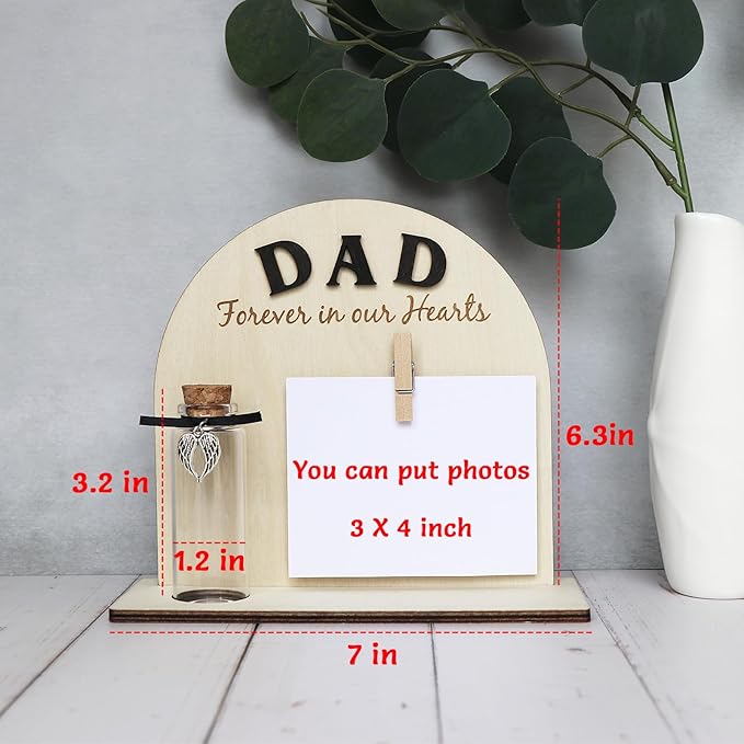 Personalized Loss of Loved One Photo Frame Memorial，Custom lock of Hair Keepsake Jar,Remembrance，Bereavement,Sympathy Gift for Lost Mom, Dad,Friends, Sisters, Grandparents (dad C1)