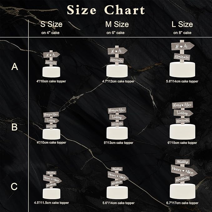 Personalized Rustic Wedding Cake Topper in Wood Custom Bride & Groom Names Initials Wedding Date Cake Decoration (Gray)