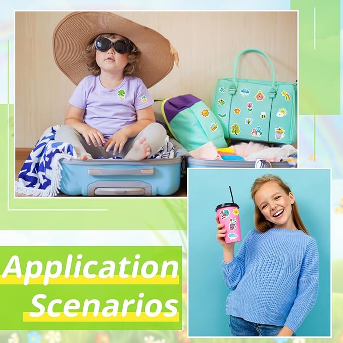 24 Sheets Spring Stickers for Kids, 444 Pcs Spring Garden Flower Stickers Bulk Preschool Sticker Sheets for Reward Craft Scrapbooking Water Bottles Gifts Bags Cards Envelopes Decor