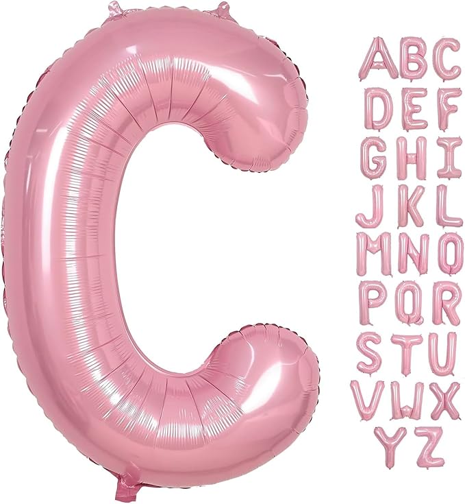 Pink Letter C Balloons,40 Inch Balloons Letter C Mylar Helium Large Pink C Balloon for Birthday Party Anniversary Decorations