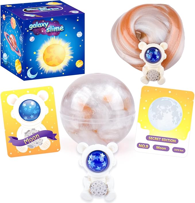 Galaxy Slime Party Favors, 9 Pack Planet Galaxy Slime Balls for Kids - Stretchy & Non-Sticky, Mess-Free, Classroom Reward, Birthday Gifts, Party Supplies, Sensory Anxiety Relief Toys for Girls Boys