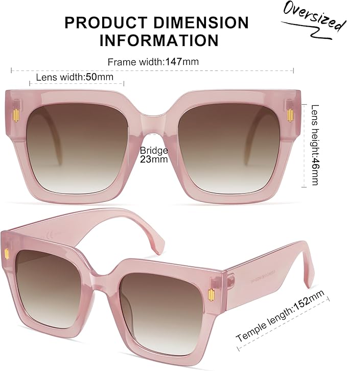 SOJOS Vintage Oversized Square Sunglasses for Women,Retro Womens Luxury Big Large Sun Glasses UV400 SJ2194