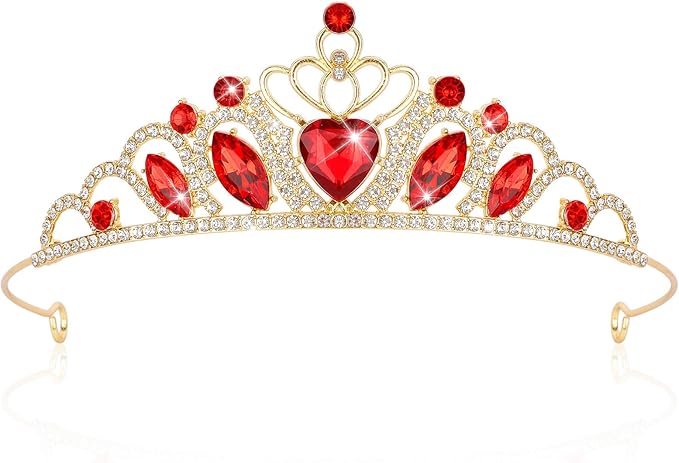 CAVETEE Crown and Tiara for Women, Princess Tiara Heart Crown Happy Birthday Decorations for Party Pageant Hair Accessory