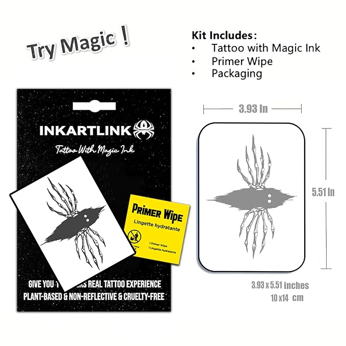 INKARTLINK Semi Permanent Tattoo, Realistic Temporary Tattoos, Party Niche Dark Style, Suitable for Cool Girls Tattoos, Waterproof and Non-reflective, Exquisite Packaging (Devil Escapes)