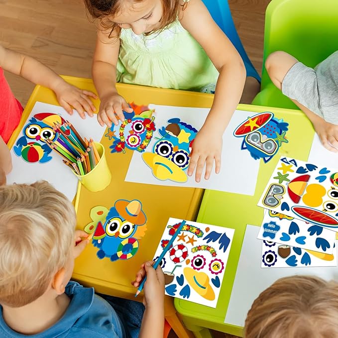 chiazllta 30 PCS Summer Craft Kits Kids DIY Hawaii Aloha Owl End of School Year Craft Preschool Art Craft, Make Your Own Bulk Set for Home Classroom Day-Care Game Activities Summer Party Favors