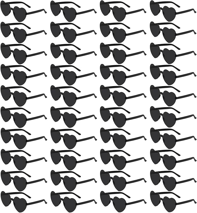 40 Pairs Heart Shaped Sunglasses Bulk, Colorful Rimless Fun Heart Sunglasses for Women Party Favors