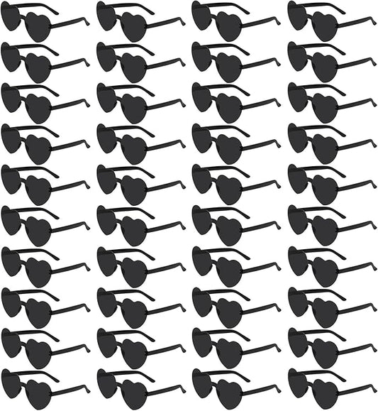 40 Pairs Heart Shaped Sunglasses Bulk, Colorful Rimless Fun Heart Sunglasses for Women Party Favors