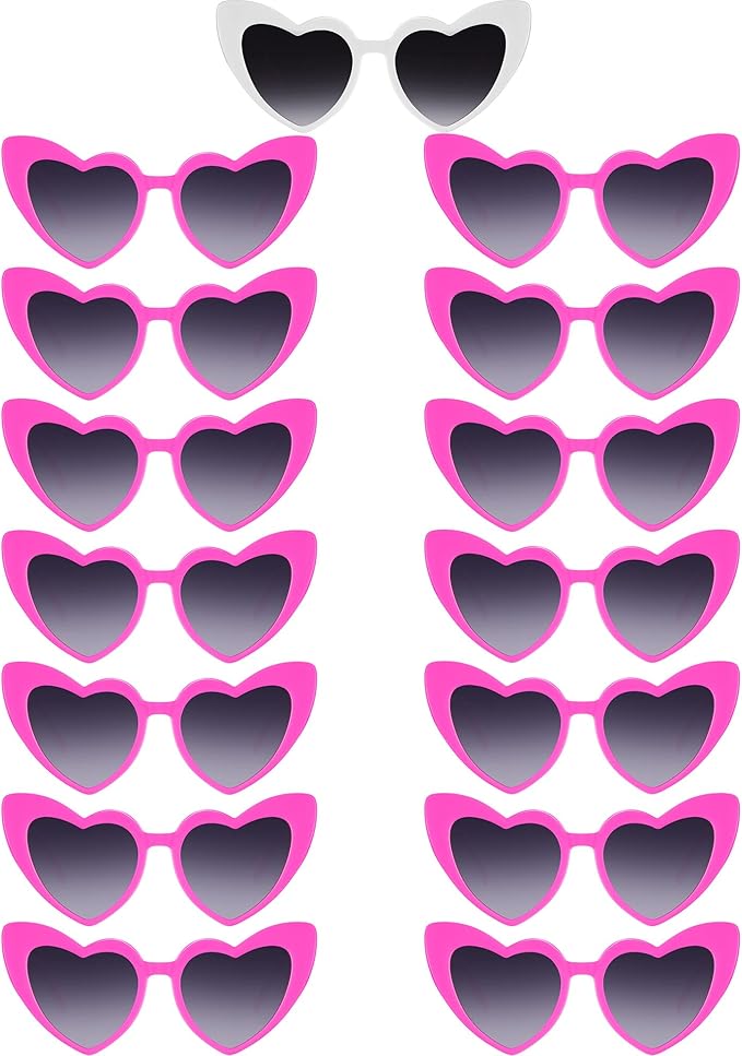 Flutesan 15 Pairs Heart Shaped Sunglasses Vintage Cat Eye Sunglasses for Bachelorette Party Supplies