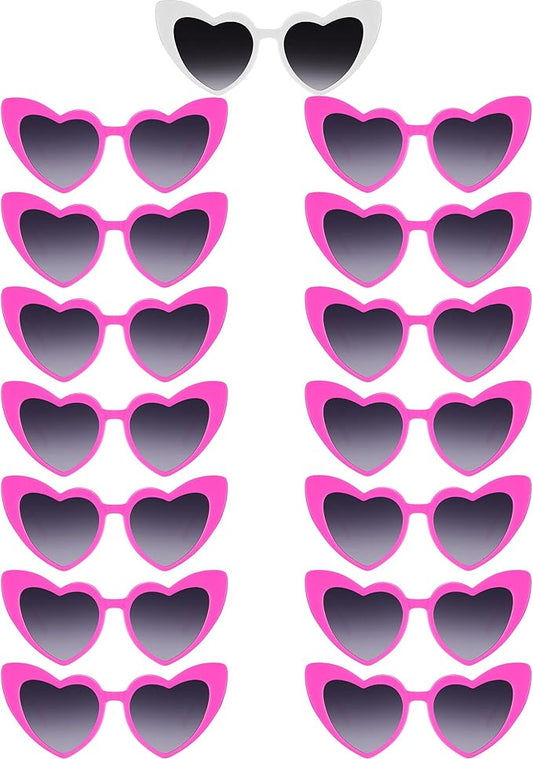 Flutesan 15 Pairs Heart Shaped Sunglasses Vintage Cat Eye Sunglasses for Bachelorette Party Supplies
