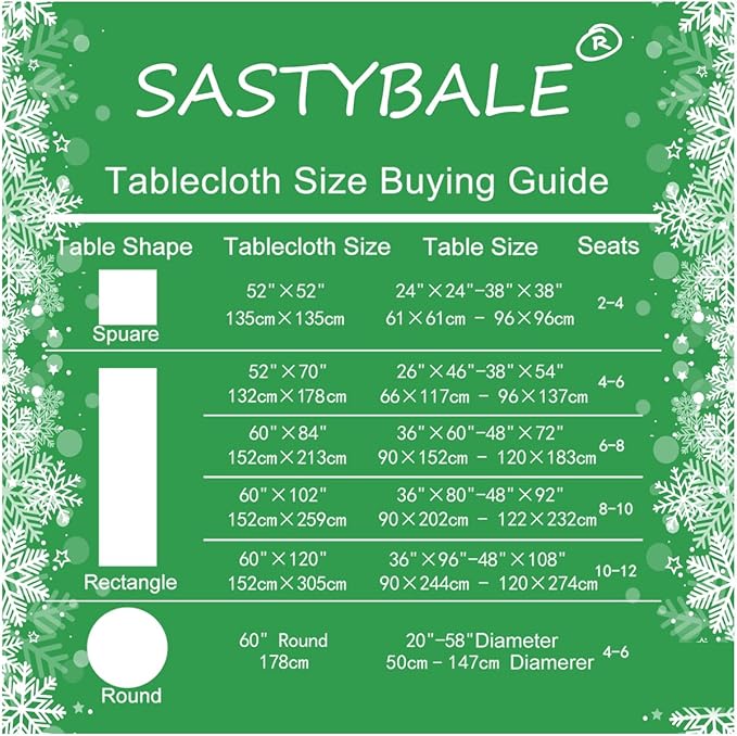 SASTYBALE Jacquard Christmas Tablecloth Flower Pattern Polyester Christmas Table Cloth Spill Proof Wrinkle Resistant Table Cover for Xmas Holiday Party Decor (Rectangle, 52" x 70" (4-6 Seats),Green)