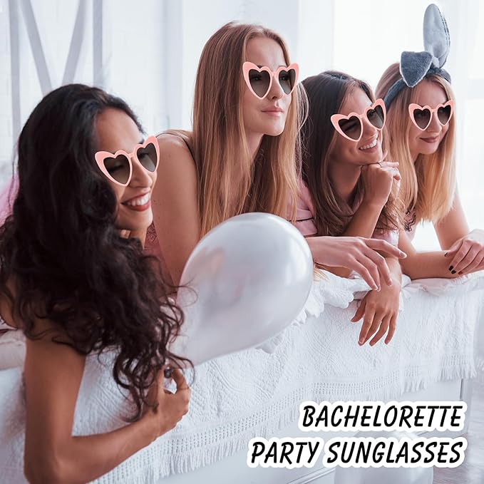 12 Pack Bachelorette Sunglasses Heart Shaped Sunglasses Vintage Heart Glasses for Women Wedding Party Decor