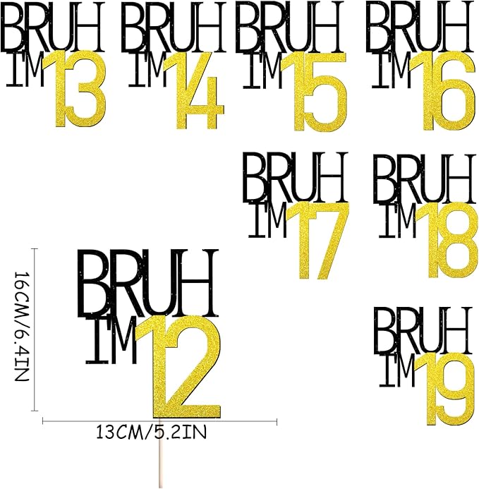 Bruh I'm 15 Cake Topper - Bro I'm 15, Happy Sweet 15 Ornament for Boys' 15th Birthday Party Supplies (Bruh I'm 15)
