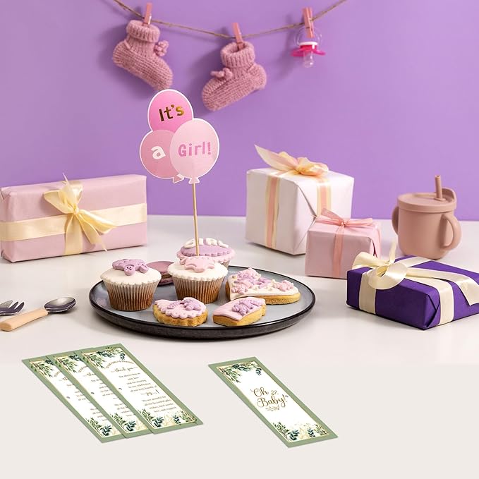 Toerifer 30 Pcs Woodland Set, Baby Shower Favors for 30 Guests, Baby Shower Sets, Included Bamboo Pens, Greeting Cards, Gender Reveal Souvenirs, Eucalyptus Decor