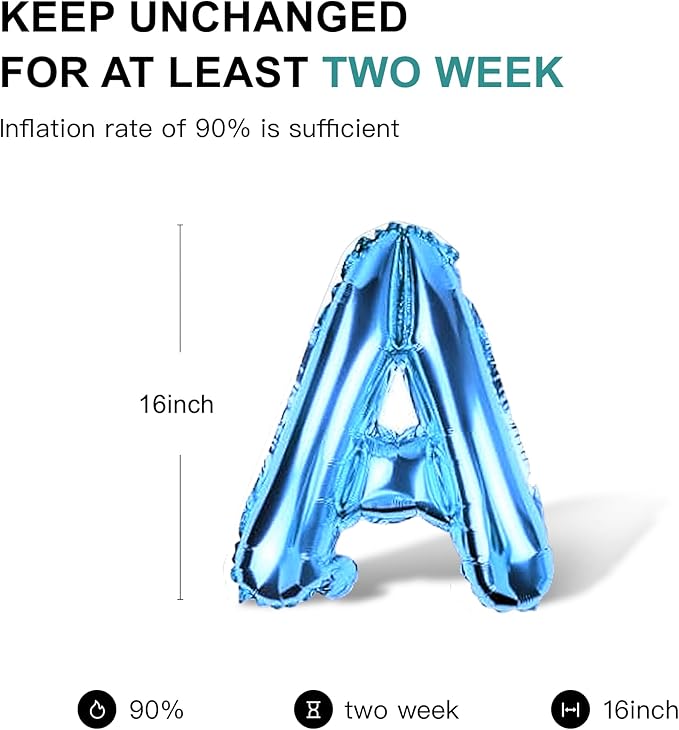 58 PCS Letter Balloons Alphabet Letters 2 Sets A- Z & 1 Sets AEIOU 16 - Inch Mylar Foil Balloons Set for Wedding/Birthdays/Annivs/Grads party Decoration Banner Custom Phrase (Medium Blue)