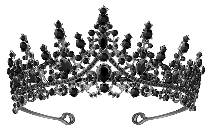 Tiara Crown for Women, Headband Hair Accessories for Birthday Wedding Party Costume Black