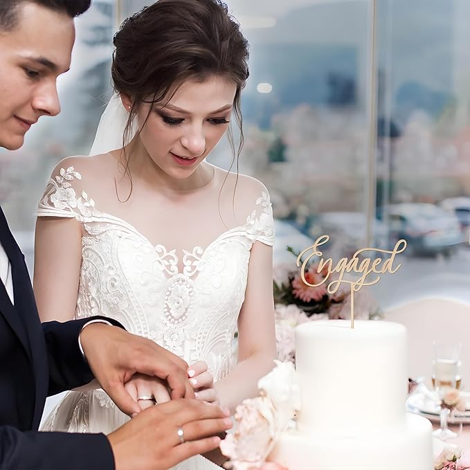 Engaged Cake Topper Engagement Cake Topper in Wood