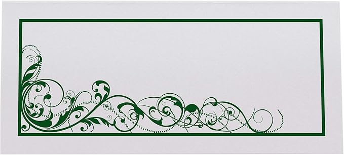 Scribble Vintage Swirl Printable Place Cards, Hunter Green (Choose Color), Set of 150 (25 Sheets), Laser & Inkjet Printers - Wedding, Party, Dinner, and Special Events