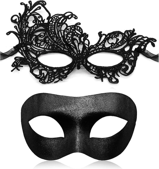 Couple Masquerade Mask for Women Men Shiny Venetian Mask Halloween Mask for Party Prom Ball Costume Lace Masks