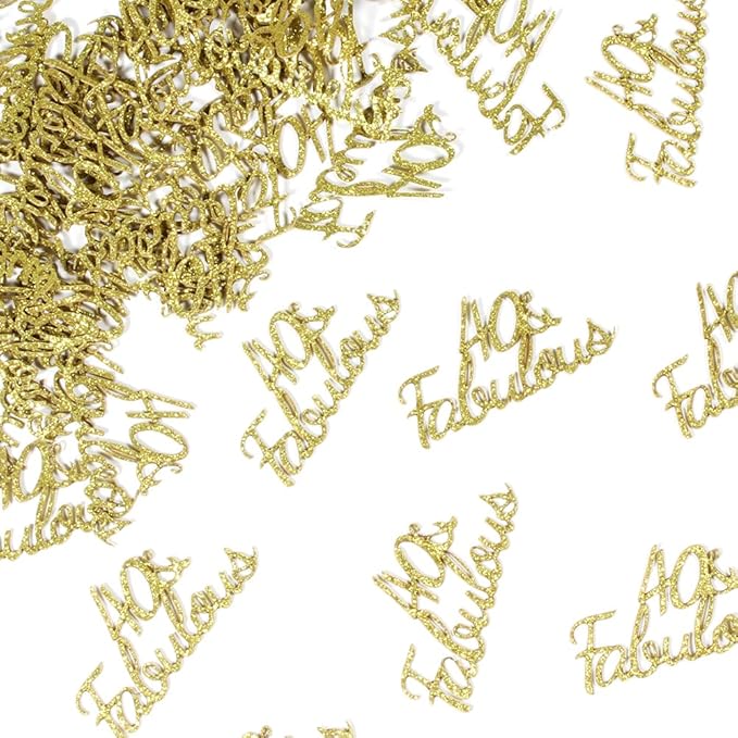 Gold 40th Birthday Decorations - Happy 40 Years Old Confetti & Fabulous Party Favor Gift Decor for Wedding Anniversary