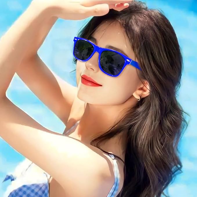 12 Pack Neon Colors Sunglasses Classic Retro Party Favors Sunglasses for Unisex Adult