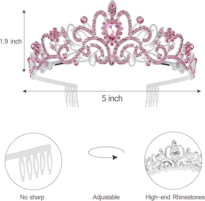 VELSCRUN Birthday Tiara & Crown Set - Princess Sash, Happy Birthday Girl Tiara, Party Decorations & Gifts