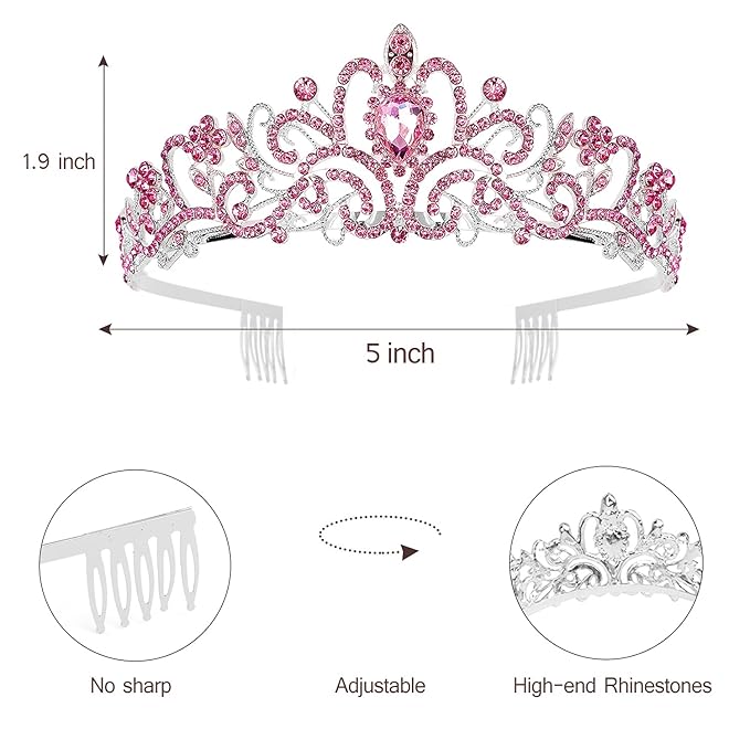 VELSCRUN Birthday Princess Crowns Tiaras, Girls Birthday Sash, Happy Birthday Decorations/Accessories for Women