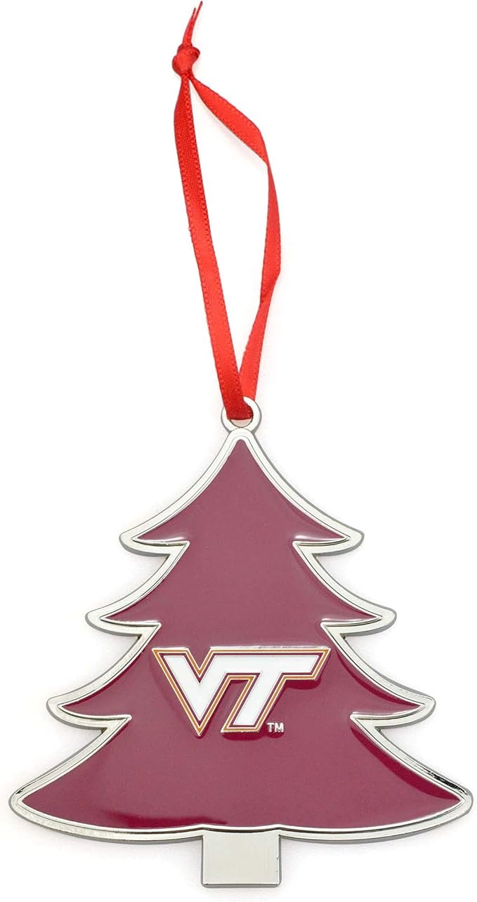 Virginia Tech Hokies Tree Shaped Metal Christmas Ornament