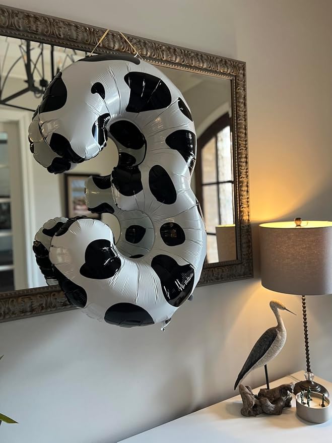Cow Print Number Balloons, Large Foil Number 3 Balloon 40 Inch Cow Balloon for Boys Girls Birthday Decoration Cow Themed Birthday Party Decorations Farm Animal Party Supplies