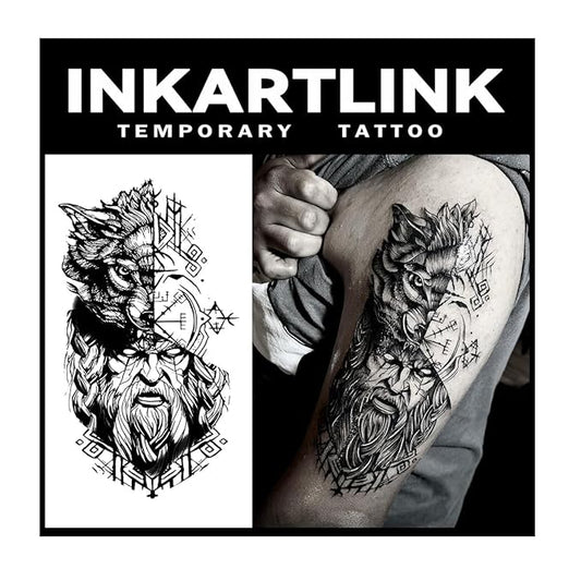 INKARTLINK Tattoo Tech, 2 Sheets Extra Large Semi Permanent Tattoo, Adult Art Design Temporary Tattoos, Lasts 1-2 Weeks, Waterproof, Realistic Look, No Adhesive, No Reflection (Father Time)