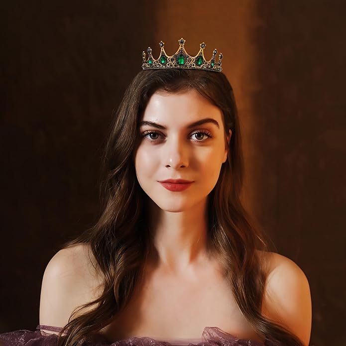 Gold Crown for Women, Crystal Queen Tiaras Headband Wedding Bridal Hair Accessories, Birthday Party Prom Cake Topper