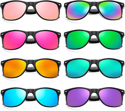 Matcheck 8/16 Pack Neon Colors Sunglasses Wholesale Bulk Party Favors Retro Classic Glasses Birthday Pool Unisex Adult
