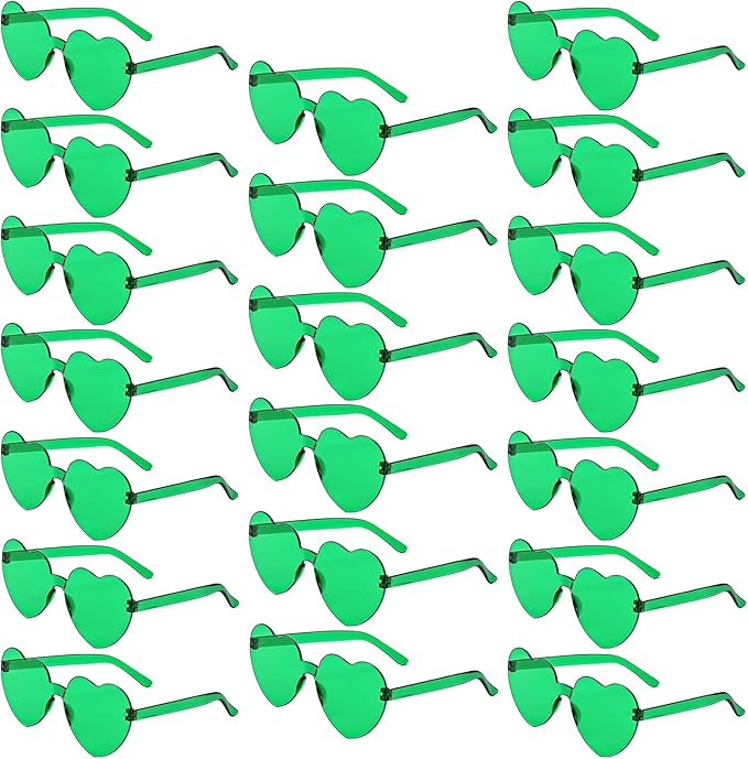 20 Pairs Heart Shaped Sunglasses Bulk, Colorful Rimless Fun Heart Sunglasses for Women Party Favors
