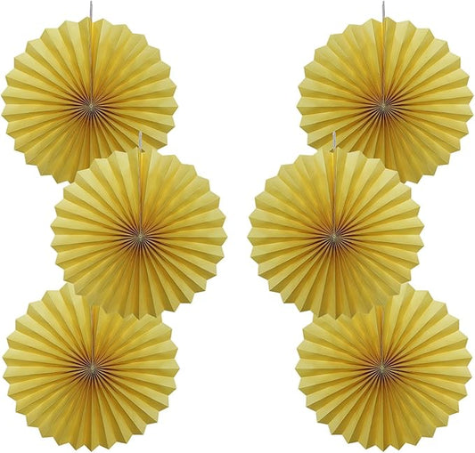 Yellow Birthday Decorations,DIY Yellow Paper Fans Hanging Decoration ,Party Supplies Party Fans 16in, Wedding Graduation Events Accessories 30 Color DIY Set （Yellow）