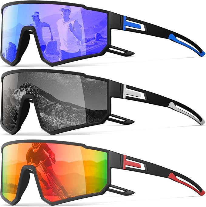 IKTOD 3 Pack Polarized Running Sunglasses for Women Mens Sunglasses UV Protection for Cycling Baseball Fishing