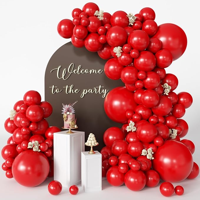 Red Balloon Arch Kit, 125 Pcs Red Balloons Different Sizes 18 Inch 12 Inch 10 Inch 5 Inch Balloons for Balloon Arch Garland Birthday Baby Shower Wedding Graduation Christmas Party Decoration