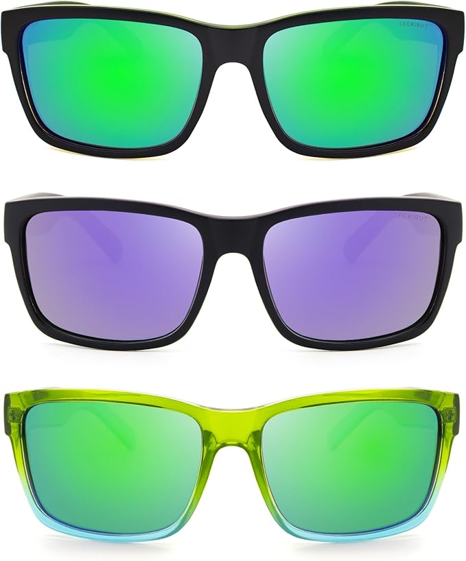 LECKIRUT Vintage Polarized Sunglasses for Men Women Retro Oversized Square Mirror Sun Glasses