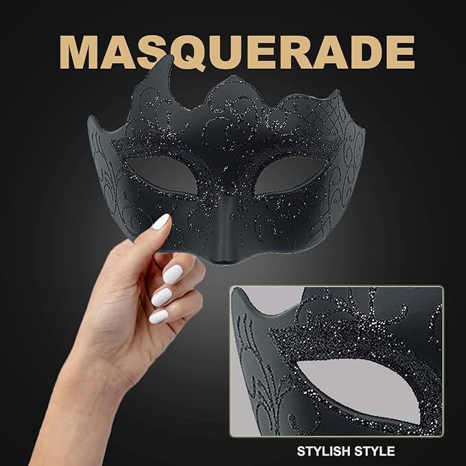 Couple Masquerade Mask for Women Men Shiny Venetian Mask Halloween Mask for Party Prom Ball Costume Lace Masks