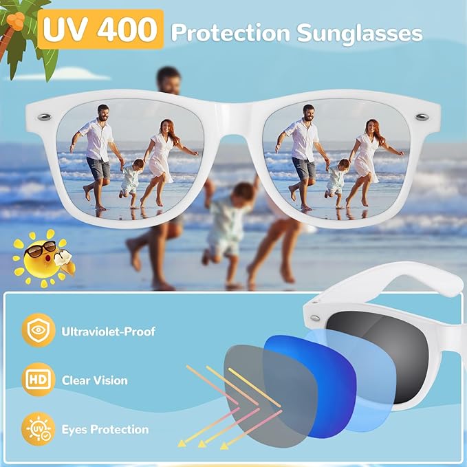 Black Sunglasses Party Favors - 12 Pack Sunglasses Bulk for Wedding Graduation Birthday Pool Beach Party Supplies